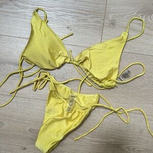 Garage two piece bathing suit yellow worn once